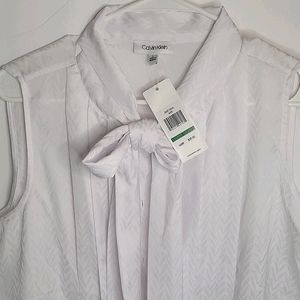 Calvin Klein Sleeveless Top White Front Bow